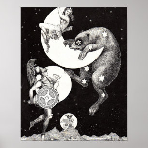 Póster Ilustración de la Noche del Dios del Universo del