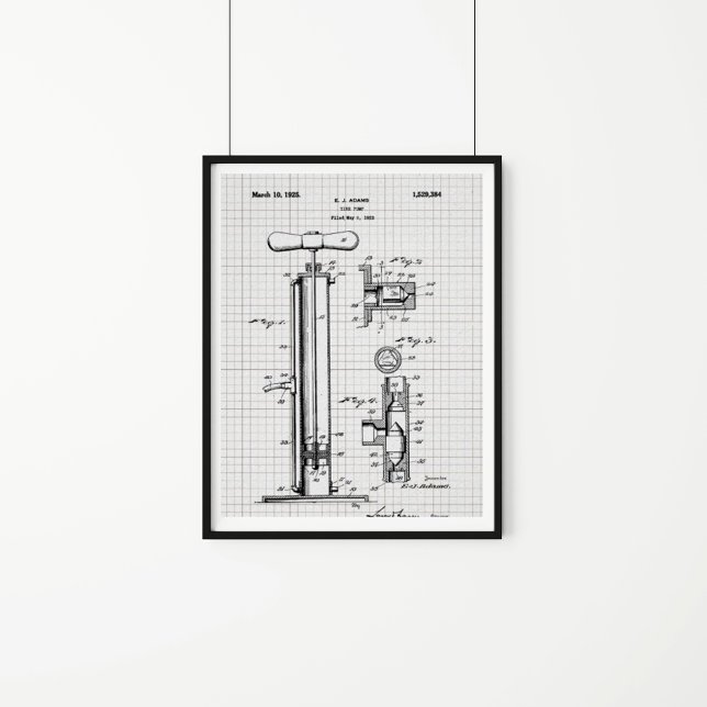 Póster Ilustración de la patente de la bomba de neumático (Subido por el creador)