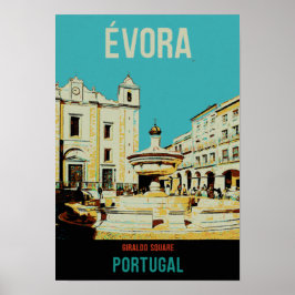 Póster Ilustracion de la Plaza Evora Giraldo Portugal