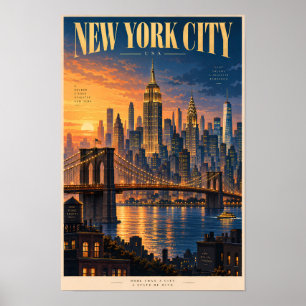 Póster Ilustración de la puesta de sol de la ciudad de Nu