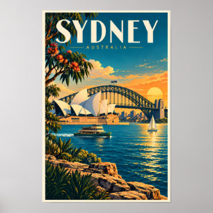 Póster Ilustración de la puesta de sol en Sydney Australi