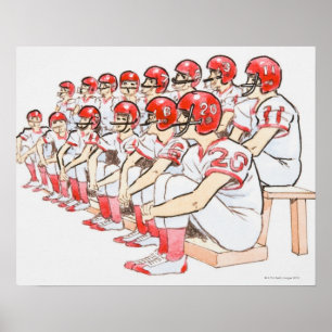 Póster Ilustracion de la sentada americana del equipo de
