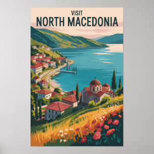 Póster Ilustración de la silueta de Macedonia del Norte A