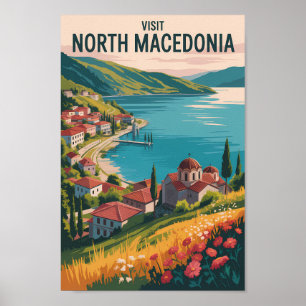 Póster Ilustración de la silueta de Macedonia del Norte A