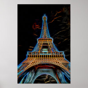 Póster Ilustracion de la Torre Eiffel - París, Francia