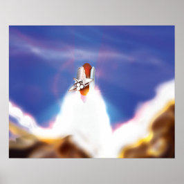 Póster Ilustracion de lanzamiento del transbordador espac