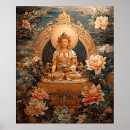 Póster Ilustracion de las flores rosadas de Golden Maitre