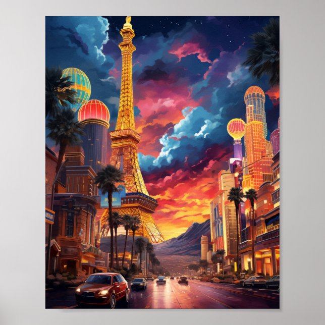 Póster Ilustracion de Las Vegas Nevada Estados Unidos (Frente)