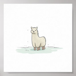 Póster Ilustracion de Llama Cute - Adorable y Llama Calm