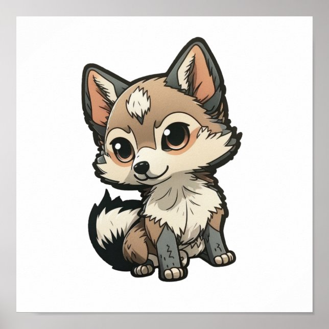 Póster ilustracion de lobo personalizado (Frente)