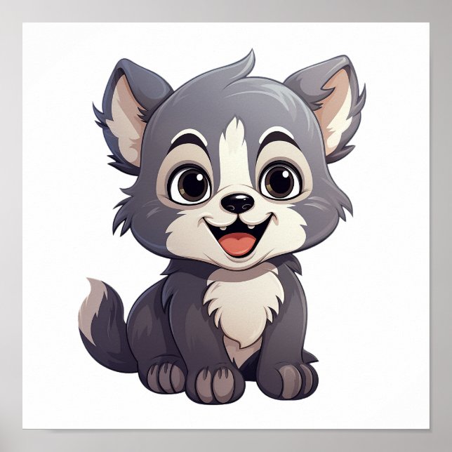 Póster ilustracion de lobo personalizado (Frente)