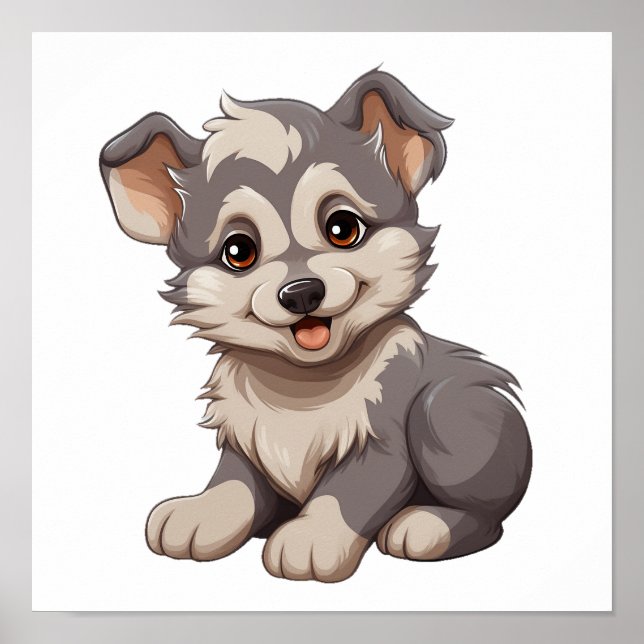 Póster ilustracion de lobo personalizado (Frente)