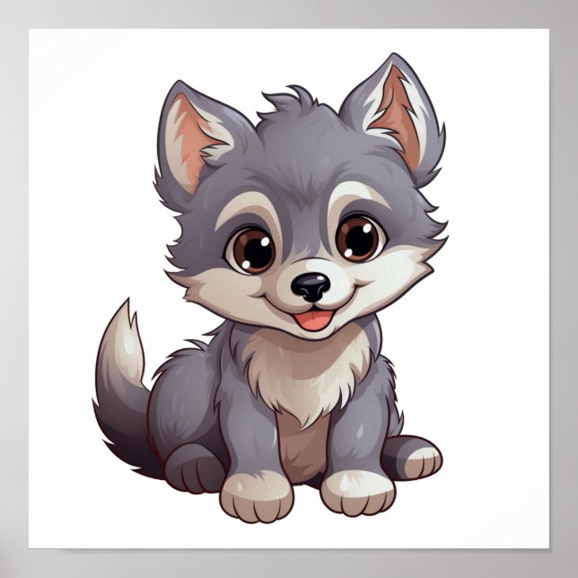 Póster ilustracion de lobo personalizado (Frente)