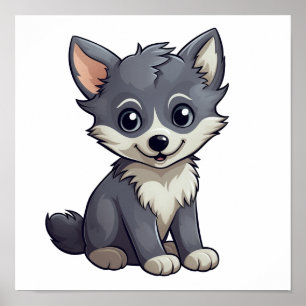 Póster ilustracion de lobo personalizado