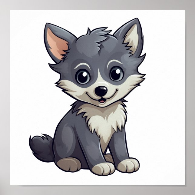 Póster ilustracion de lobo personalizado (Frente)