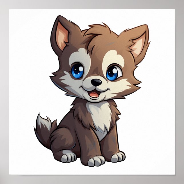 Póster ilustracion de lobo personalizado (Frente)