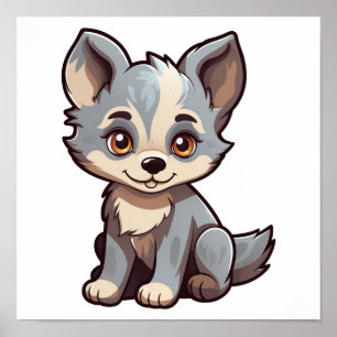 Póster ilustracion de lobo personalizado