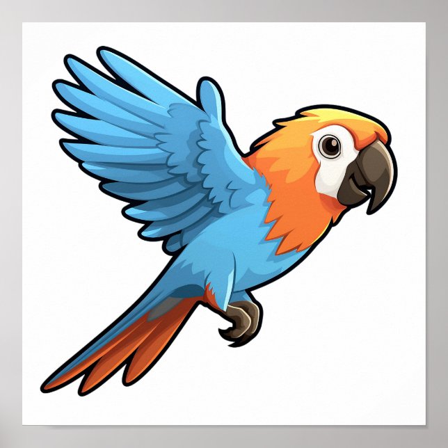 Póster ilustracion de loro personalizado (Frente)