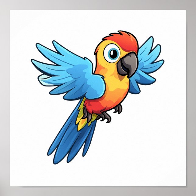 Póster ilustracion de loro personalizado (Frente)
