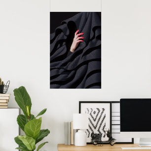 Póster Ilustración de mano de hijab nocturna estrellada o