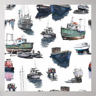 Póster Ilustracion de mano. Manto transparente de acuarel