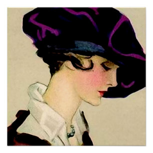 Póster Ilustracion de Marcello Dudovich "Chica En Gorra P
