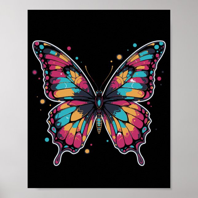 Póster Ilustración de Mariposa Colorida (Frente)