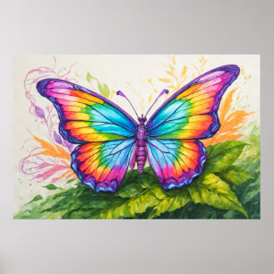 Póster Ilustración de mariposa descansando retro linda