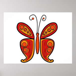 Póster ilustracion de mariposa naranja