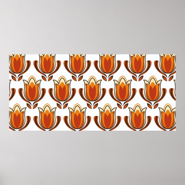 Póster ilustracion de material de patrón retro de los año (Frente)