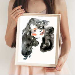 Póster Ilustracion de moda acuarela