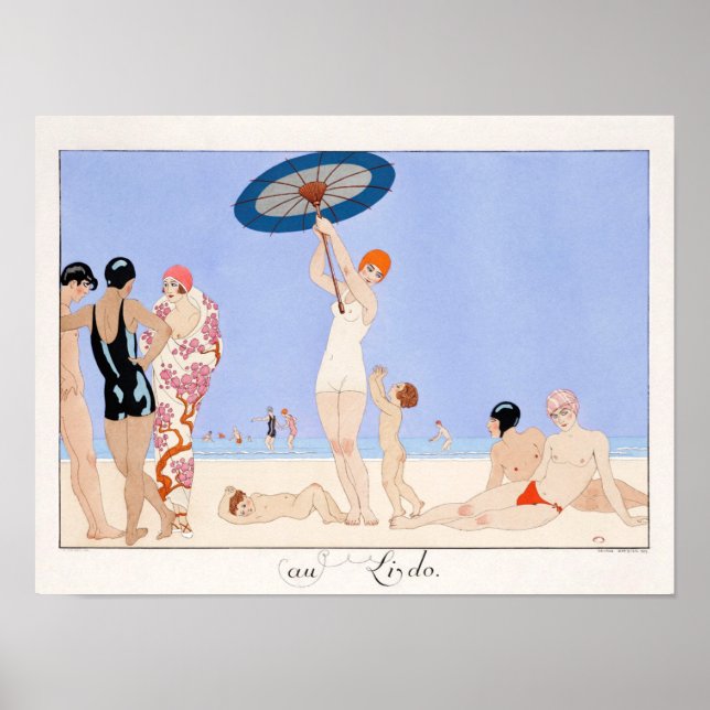 Póster Ilustracion de moda Au Lido Plate nº 14 (1920) (Frente)