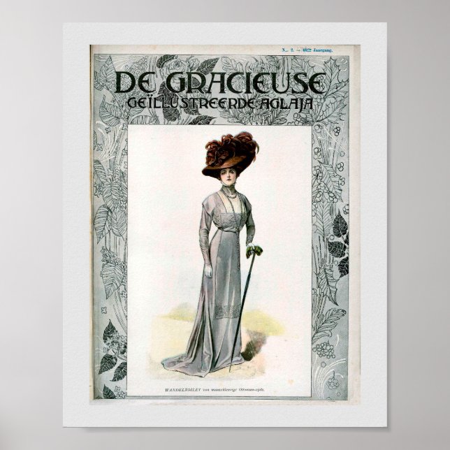 Póster Ilustracion de moda de época Elite Lady (Frente)