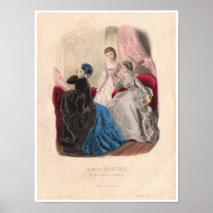 Póster ilustracion de moda de época francesa del siglo XI
