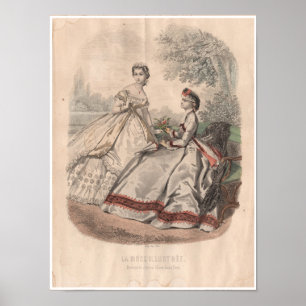 Póster ilustracion de moda de época francesa del siglo XI