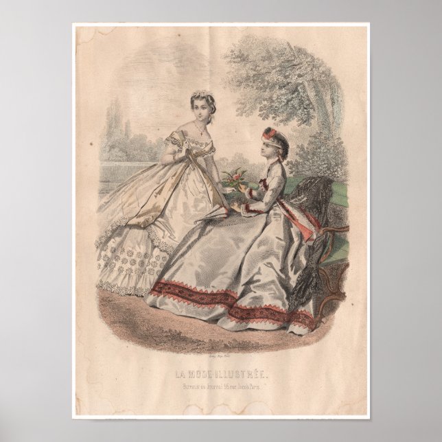 Póster ilustracion de moda de época francesa del siglo XI (Frente)