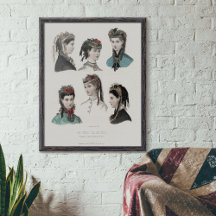 Ilustracion de moda francés vintage en Gorras