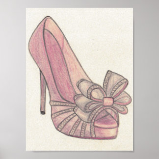 Póster Ilustracion de moda original de San Valentino Shoe