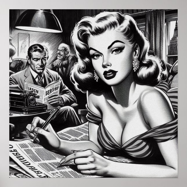 Póster Ilustracion de mujer hermosa de época (Frente)