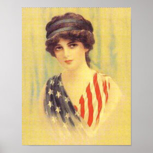 Póster Ilustracion de mujer patriótica