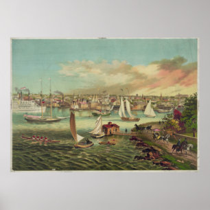 Póster Ilustracion de Newport RI (1876)