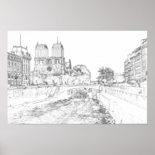 Póster Ilustracion de Notre Dame de París