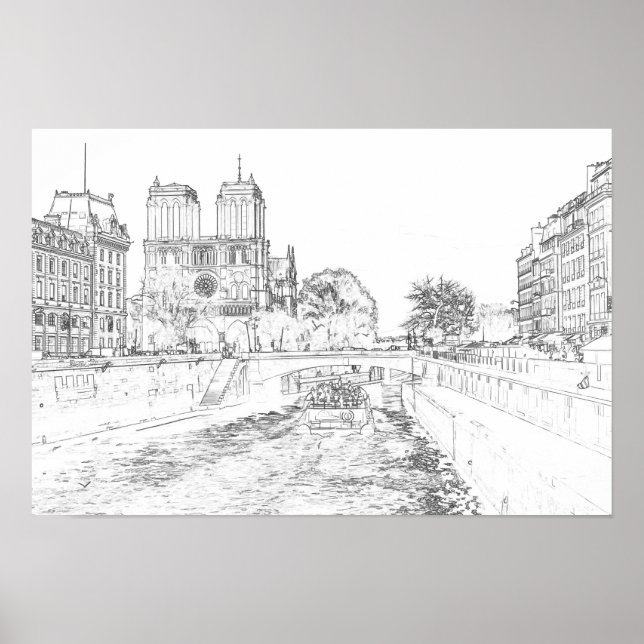 Póster Ilustración de Notre Dame de París (Frente)