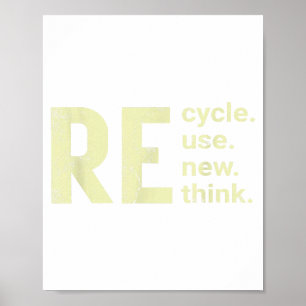 Póster Ilustración de nuevo pensamiento sobre el reciclaj