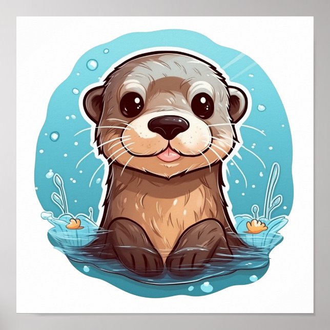 Póster ilustracion de nutria personalizado (Frente)
