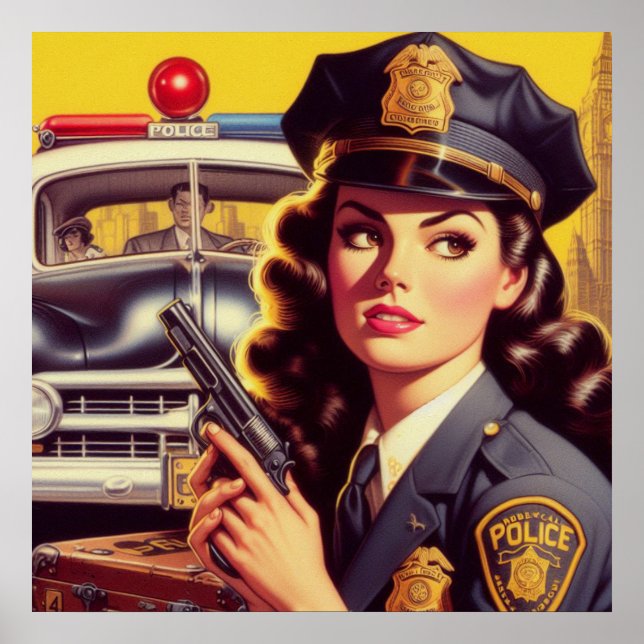 Póster Ilustracion de oficiales de policía de época (Frente)