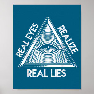 Póster Ilustración de Ojos que Ven, Realizan Mentiras Rea