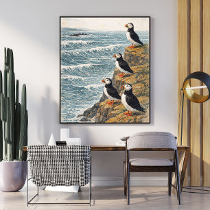 Póster Ilustración de olas del océano