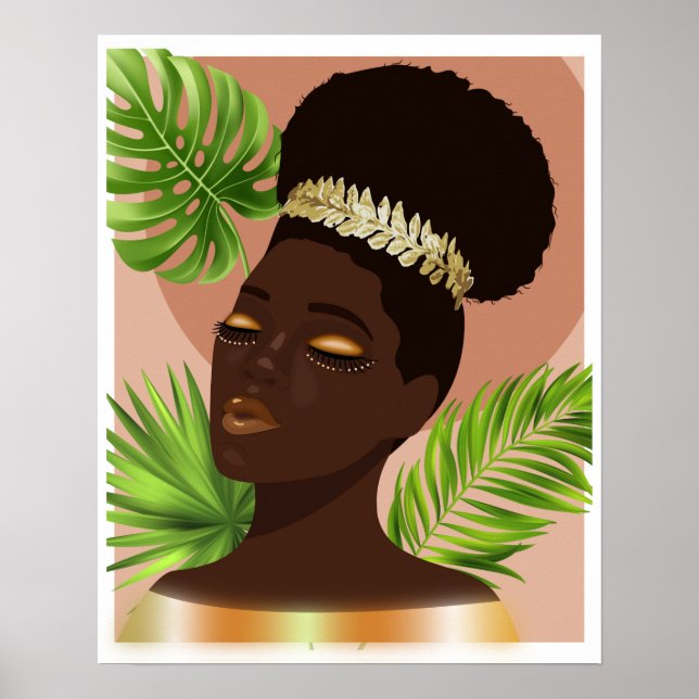 Póster Ilustracion de oro para mujer afroamericana (Frente)