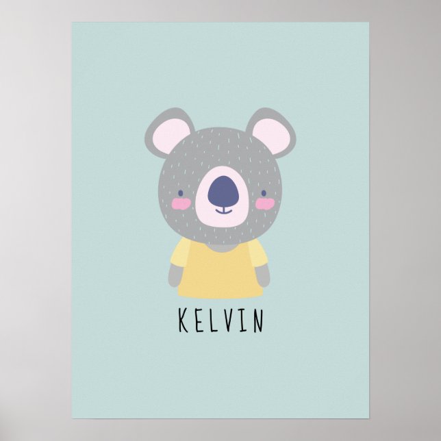 Póster Ilustracion de oso de Koala - Personalizable (Frente)